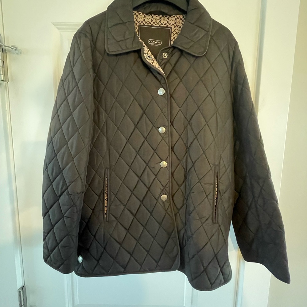Coach Brown Puffer Jacket with Quilted Design